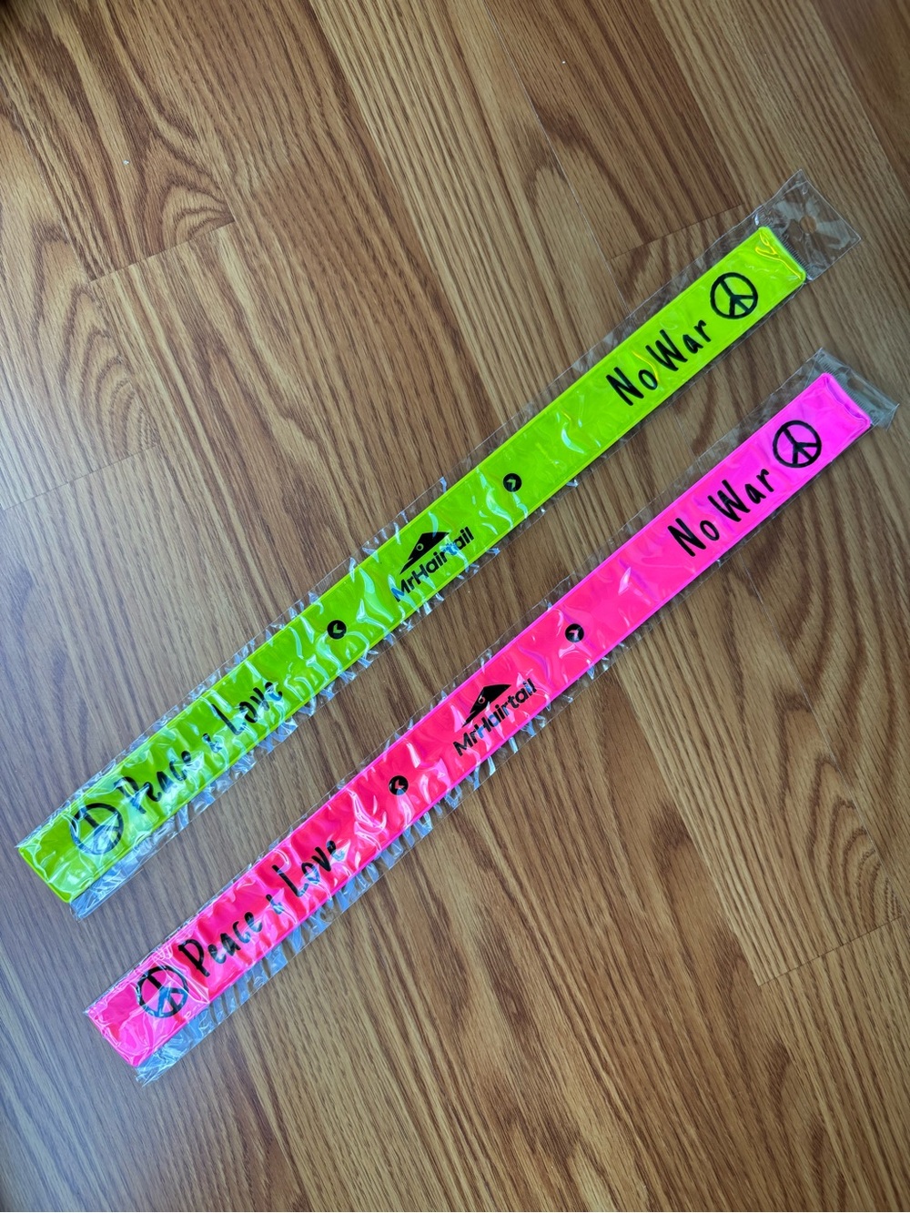 Reflective Slap Bracelets Peace & Love No War MrHairtail